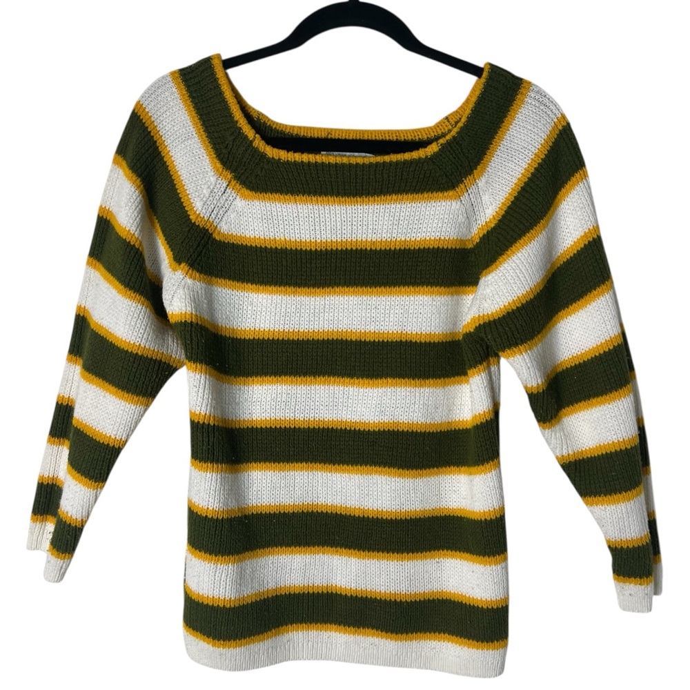 1960s Made in Japan Hand-Fashioned‎ Acrylic Striped Mod Sweater Raglan Sleeves M